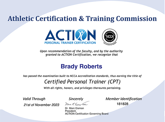 ACTION Certified fitness trainer
